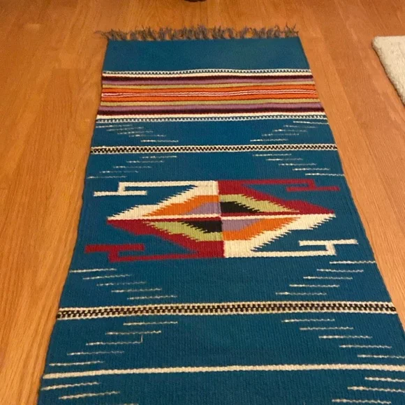 Otegas weaving shop runner Vintage blue purple orange red green white black (1)